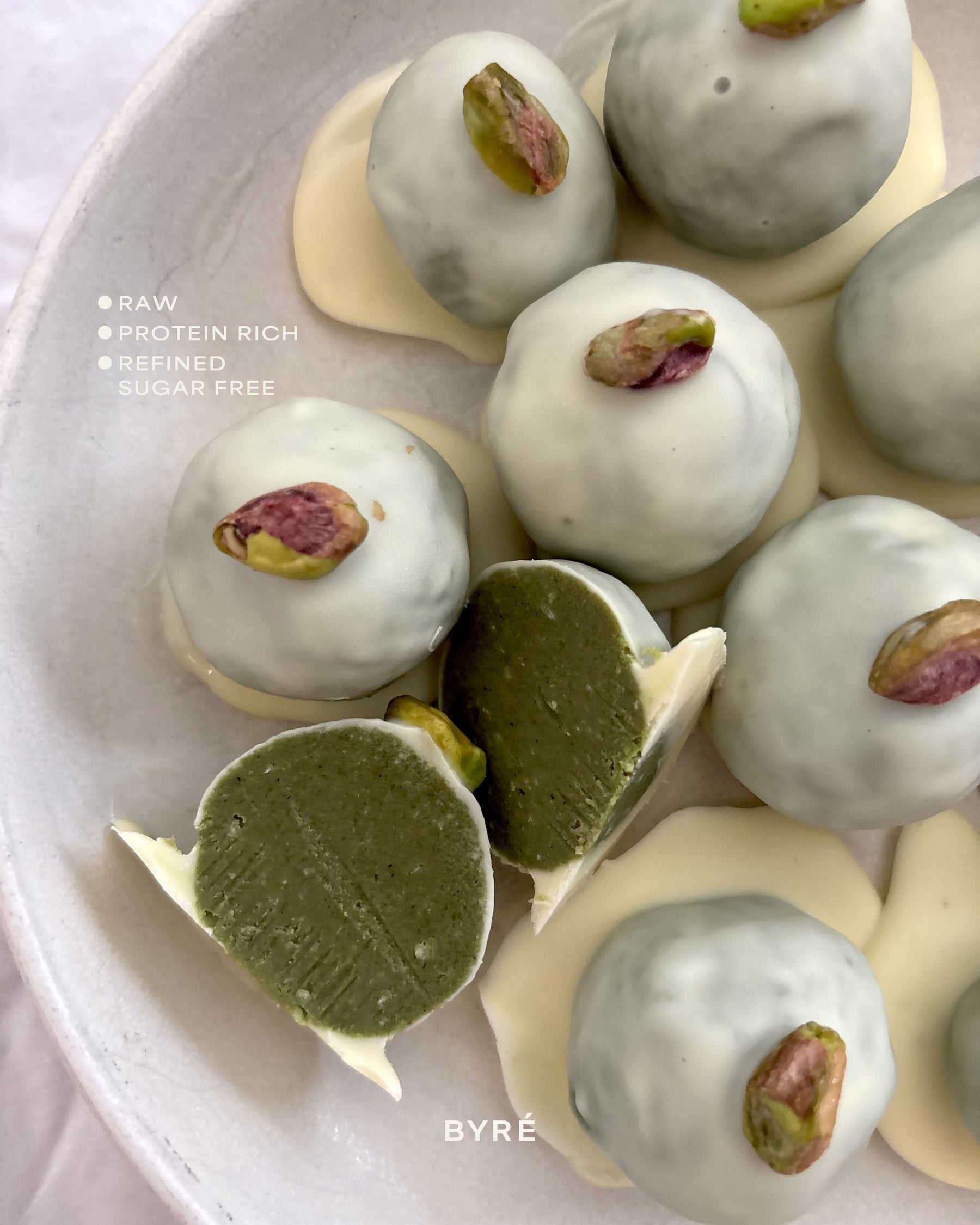 White Chocolate Matcha Protein Bites